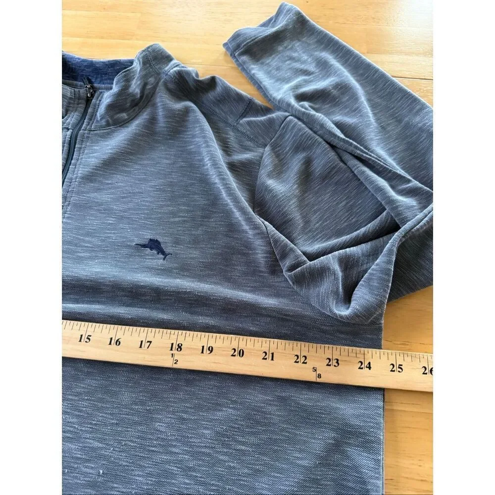 Tommy Bahama Sweater Mens  Logo Quarter Zip Lightweight Pullover SZ XL